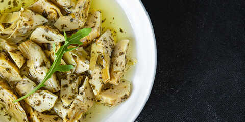 artichoke canned fruits fresh healthy meal food snack diet on the table copy space food background rustic top view keto or paleo diet veggie vegan or vegetarian food