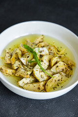 artichoke canned fruits fresh healthy meal food snack diet on the table copy space food background rustic top view keto or paleo diet veggie vegan or vegetarian food