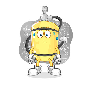 recommend clip art: diver cylinder thinking hard vector. cartoon character