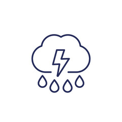 Storm, thunderstorm line icon on white