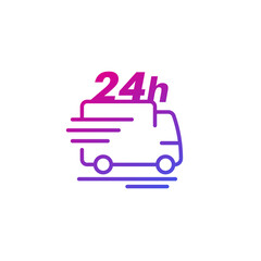 24 hours delivery icon with a van