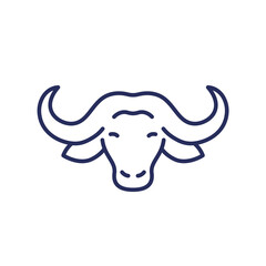 African buffalo bull line icon