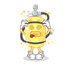 diver cylinder dizzy head mascot. cartoon vector