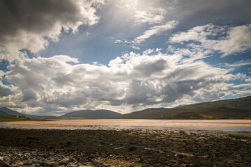 A bright summer, HDR seascape of the tidal estuary that is the Kyle of Durness in Sutherland, northern Scotland