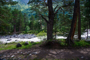 Azau river in the Caucasus mountains. Kabardino-Balkaria, Russia