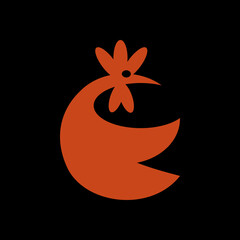 Chicken as a logo design. Illustration of a chicken as a logo design on a black background. - 513150526