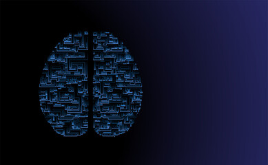 illustration brain in blue colors