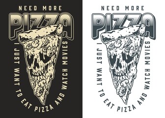 Pizza slice monochrome vintage flyer