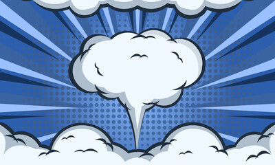 Blue Comic Speech Bubble Cloud Halftone Background Free Vector