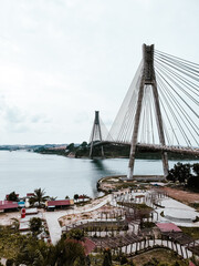 Obraz premium Bridge over the river in Riau Islands Indonesia