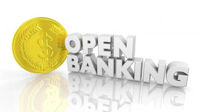 Open Banking Coin Financial Account Technology Fintech Service Platform 3d Animation
