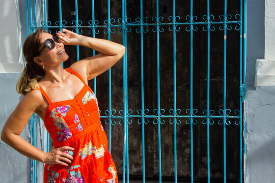 Beautiful woman in Santa Marta Colombia in her holidays 