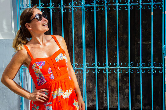 Beautiful woman in Santa Marta Colombia in her holidays 