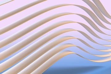 Abstract 3D rendering of fluent curved shapes as modern background for cover, poster, branding, design. Computer generated three-dimensional digital art. - 513153745