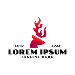 deer torch logo. Elegant gradient deer head fire torch logo premium vector