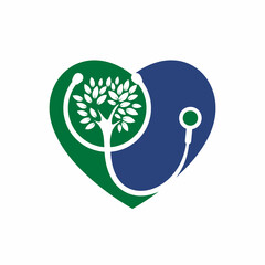 Health stethoscope vector logo design. Stethoscope with tree icon vector design.	