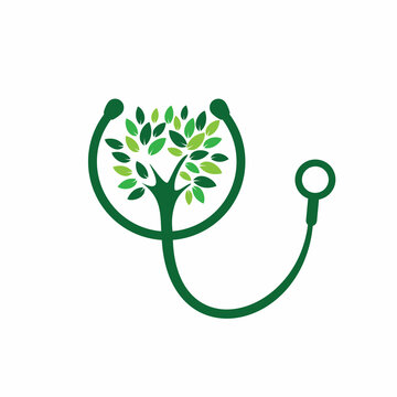 Health stethoscope vector logo design. Stethoscope with tree icon vector design.	