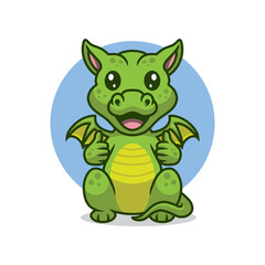 Cute dragon giving thumbs up cartoon premium vector