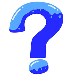Question mark blue snow shiny symbol icon hand drawn illustration