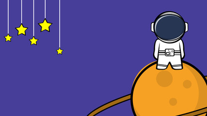 standing astronaut kid cartoon background in vector format
