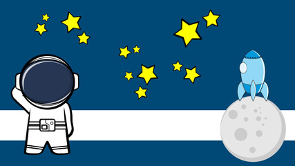 standing astronaut kid cartoon background in vector format