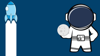standing astronaut kid cartoon background in vector format
