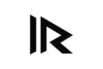 IR logo. IR monogram. Black origami letter on white background.