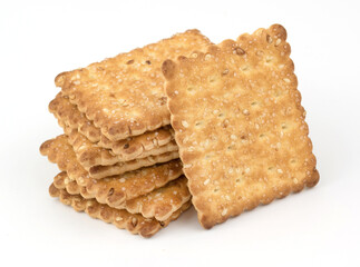 Crispy cracker according to recipes. Sweet cookies on a bun background