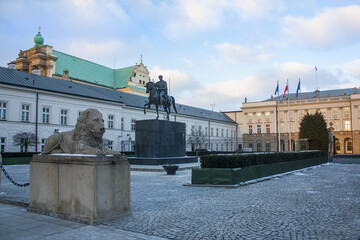 Prince Jozef Poniatowski sculpture at Presidential Palace in Warsaw, Poland