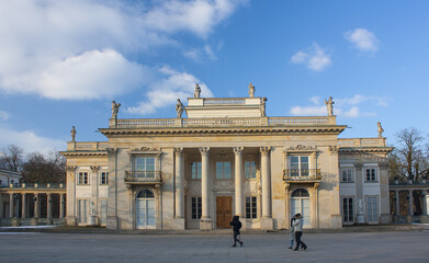 Royal palace (Palace on the Water) in Lazienki park at winter in Warsaw, Poland	