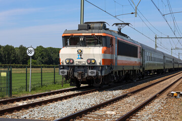 Fototapeta na wymiar 9901 of Railexperts as former NS electrical locomotive on track at Moordrecht