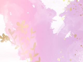 light pink watercolor background with golden splash