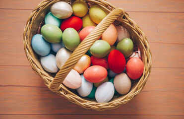 easter eggs in basket. Easter concept. 