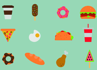 food vector illustration. Different kind of food flat vector without background