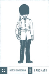 British guardsman Vector illustration - Hand drawn - Out line