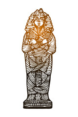 Egyptian sarcophagus Hand drawn - vector illustration - Out line - obrazy, fototapety, plakaty