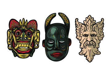  Ethnic mask Vector illustration - Hand drawn