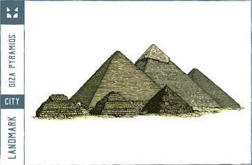  Giza pyramids Vector illustration - Hand drawn - obrazy, fototapety, plakaty