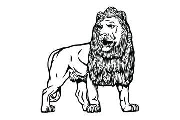 Golden lion mascot logo vector illustration - Out line