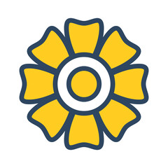 Vector abstract flower. Cute yellow flower. Summer clipart. Outline.