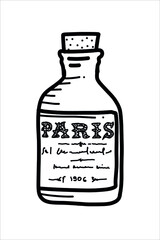  Old vintage Paris bottle icon - vector illustration on white