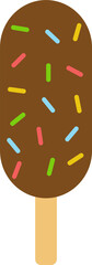 Ice cream on stick isolated on white background. Ice cream sweet refreshing summer illustration vector. Chocolate sprinkles ice cream popsicle 