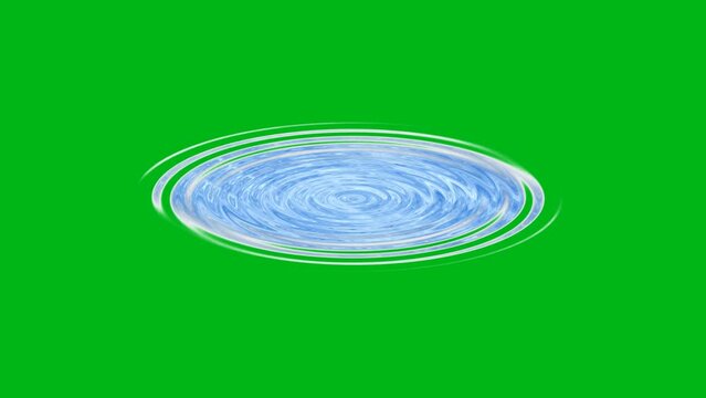 Circular water waves motion graphics with green screen background