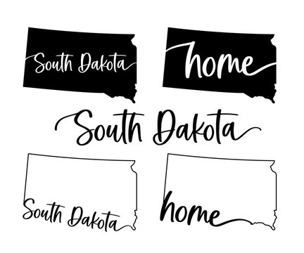 Stylized map of the U.S. State of South Dakota vector illustration