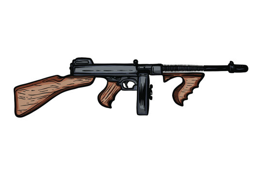 Gangster submachine gun - Vector illustration