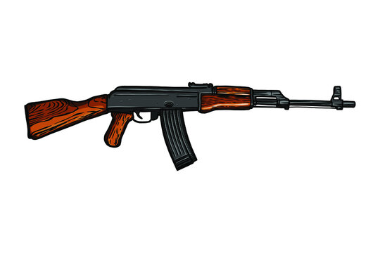 Russian automatic machine rifle AK 47 Vector illustration - Hand drawn