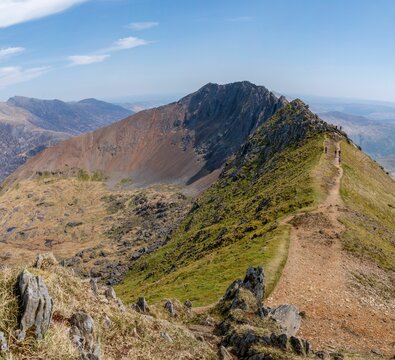 View to the Crib Goch, Snowdon, Snowdonia, Wales, UK