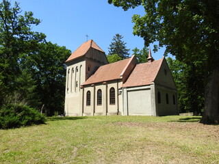 Fototapeta na wymiar The gothic XIV centiry church of St. Ursula in Pomerania, Poland