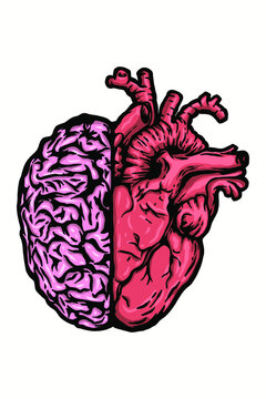  Heart vs brain emotions with rationality vector illustration