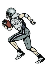 Fototapeta na wymiar American football player running with a ball vector illustration - Hand drawn
